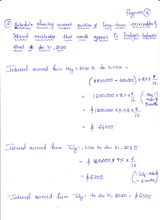 @ Page No 4 Schedule showing current position of long-term receivables interest receivable that would appear on in indigos ba