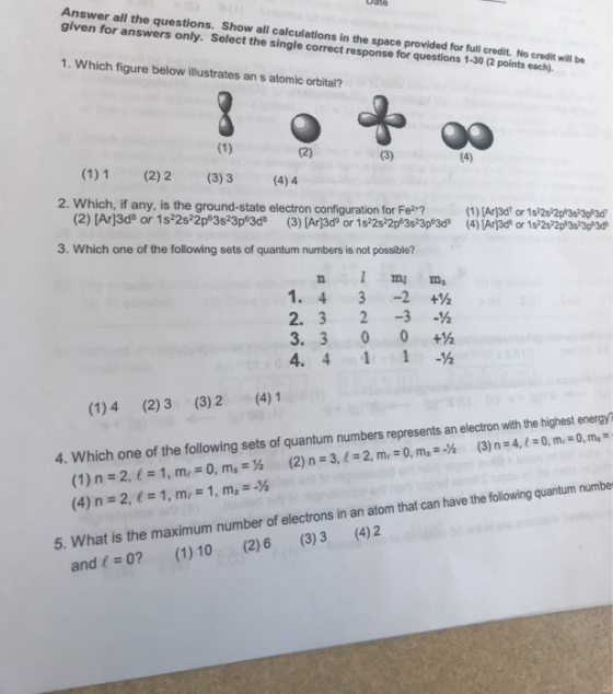 Uale Answer all the questions. Show all calculations in the space provided for full credit. No credit will be given for answe