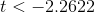 t<-2.2622