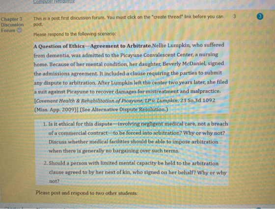 Computer Netgede 3 Chapter 3 Discussion Forum This is a post first discussion forum. You must click on the create thread li