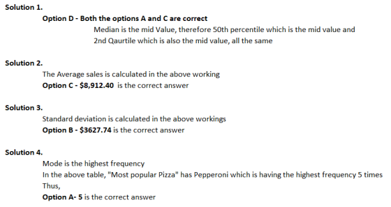 Solution 1. Option D -Both the options A and C are correct Median is the mid Value, therefore 50th percentile which is the mi
