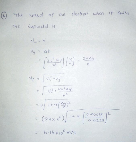 it eity The speed of the electron uen the copautot i 2 O o22s 6-16 지0° m/s.
