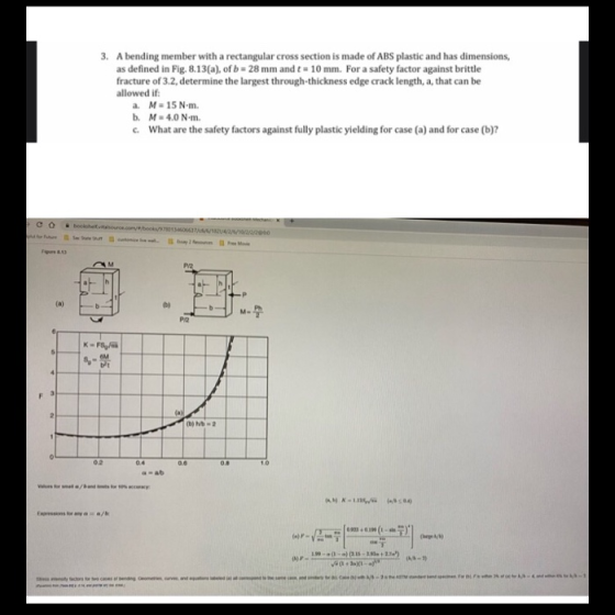 3. A bending member with a rectangular cross section is made of ABS plastic and has dimensions, as defined in Fig. 8.13(a), o