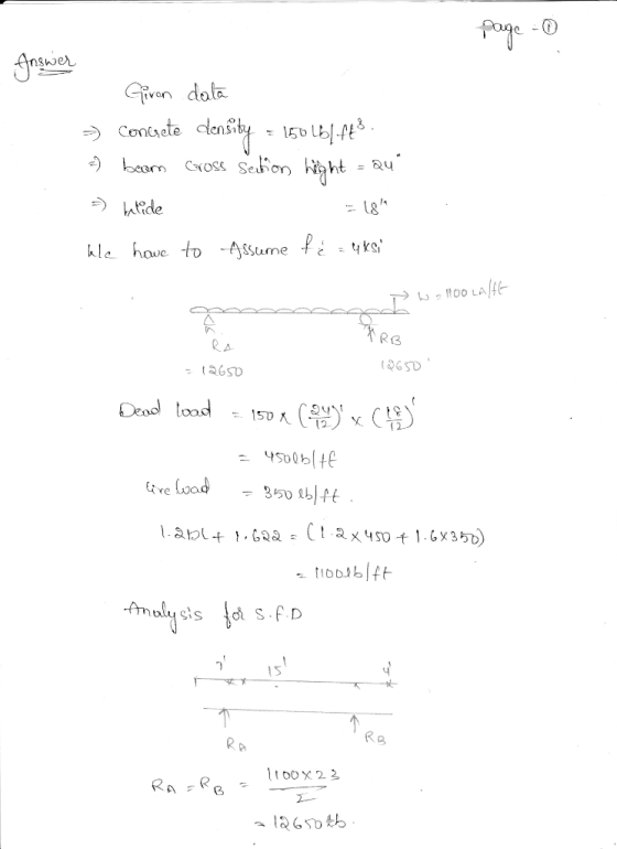 Given dola Concsete density 15ь tbl.ft3 う hrde 3 a6SD OGSD eool toosd 4500b + re 1100×22