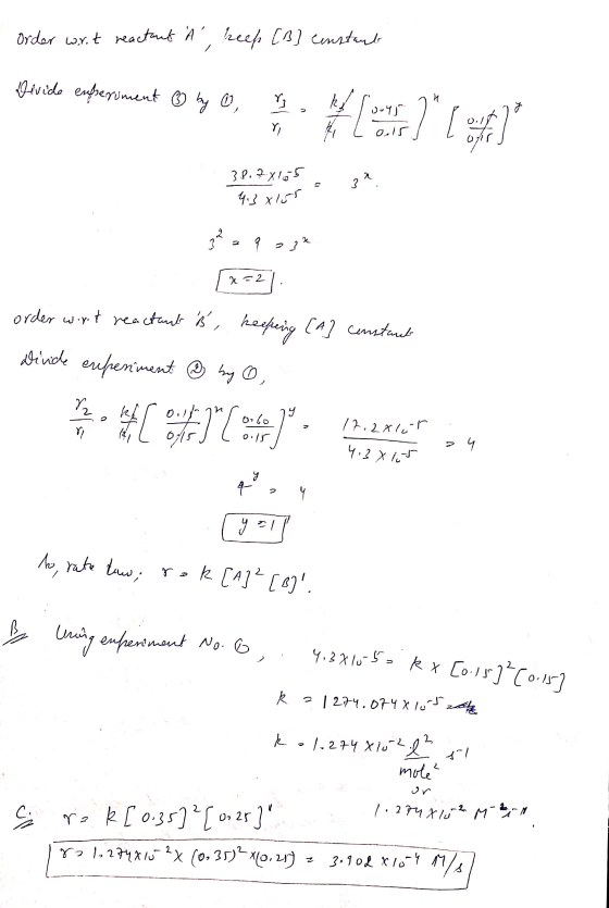 Order wrot reactant À, keeps [3] Umstands Divide enferiment ② by O. - r , k l. H Lois) x 27 3 . x 4,3 xiss * 322 9232 order w