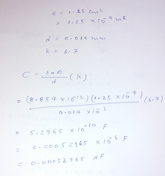 C Ik) dl (8 . 8 5 4x1612)(, . 25 x1oq. ) (6-7) : 5.2965 ×10 o 52965 xo6 F 0.00052965