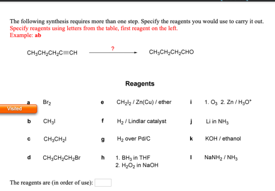 The following synthesis requires more than one step. Specify the reagents you would use to carry it out Specify reagents usin