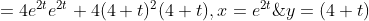 = 4e244 + 4(4+t)(4+t), 1 = e&y= (4+t)
