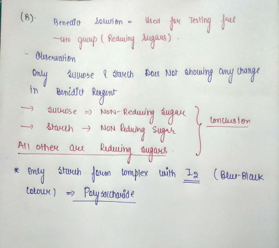 (B). Benedl ut Selurion - Used for Testing fuel THo guoup ( Reduring sugaus) . - Oleserwation Only buvusse l Darch Does Not s