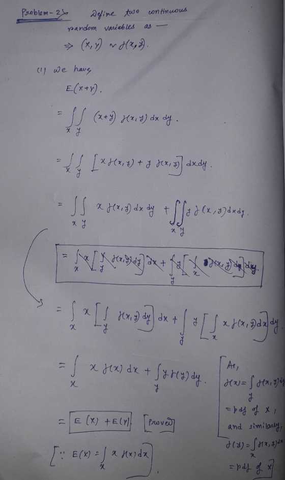 Prroblem- 2 Aefine two contnuous pandom vanlab les as 1 we haug E(Rty) + d xdxdy FRIN X X + xp p Ar S+r (x) +E() Provew and s