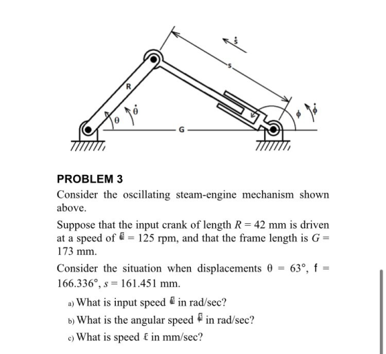 lo TO 1o TIITTTT TITTITTA PROBLEM 3 Consider the oscillating steam-engine mechanism shown above. Suppose that the input crank