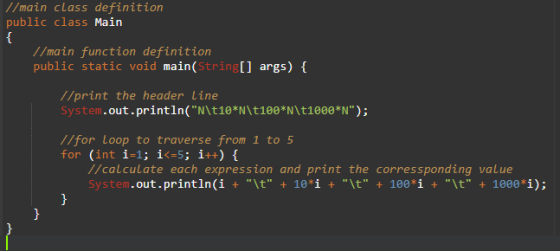 //main class definition public class Main { //main function definition public static void main(String[] args) { //print the h