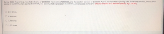 During 2022, Ayya Comp. reported net sales of $2000000, net income of 5800000, and depreciation expense of $100000. Ayay repo