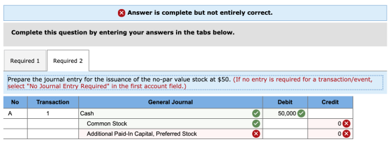 & Answer is complete but not entirely correct. Complete this question by entering your answers in the tabs below. Required 1