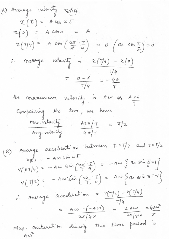 a) Ave v Mal.net当 _1_ = 지2 v(지2)--Ar w..Cin T/4 max. acele よen this time pri