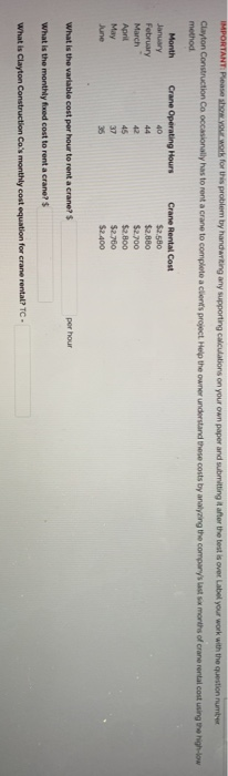 IMPORTANTI Please work for this problem by handwriting any supporting calculations on your own paper and submitting it after