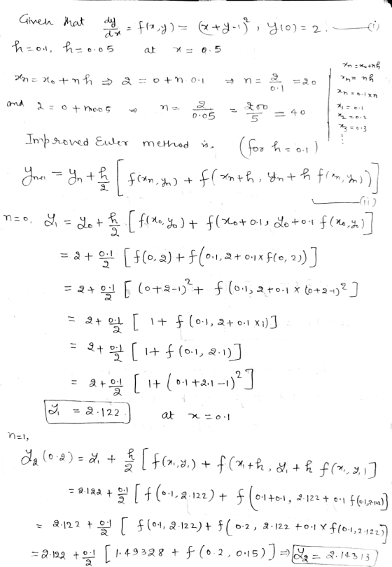 Given mat fla,y) = (x+7-13, 7101= 2. h=01, h=0.05 at = 0.5 &n=nothh *h = Hot nh Q=otno. no oslo 20 en son and otno.o5 n 200 I