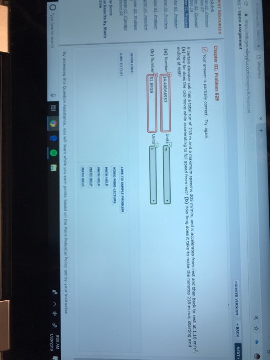 t take to make the nonstop 218 m run, starting and ending at rest? ter 02. Problem w Score e 923 AM /30/2019