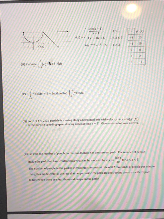 (0) Evaluate [ 1291 )*71dx Mir )dx = 5-2, then find ()dx. (0) For t 2.5, a particle is moving along a horizontal axis with ve