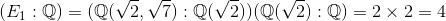 (E1 : 0) = (Q(V2, 17): Q(V2))(QV2) : 0) = 2 x 2 = 4