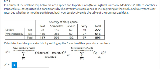 8.2.9 In a study of the relationship between sleep apnea and hypertension (New England Journal of Medicine, 2000), researcher
