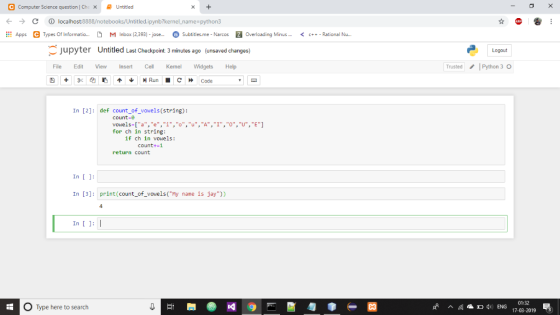 e Computer Science question! Chex 즐 Untitled C localhost:8888/notebooks/Untitledipynb?kernel-name-python3 : Apps e Types Of I