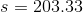 s=203.33