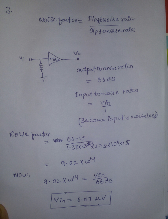 3. Olptonoie ratio Vo ouctputtonovstratio 66 dB = vee 66-15 Now 66 dB