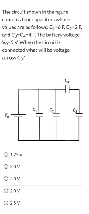 The circuit shown in the figure contains four capacitors whose values are as follows: C1=6 F, C2=2 F, and C3=C4=4 F. The batt
