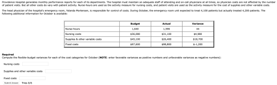 Providence Hospital generates monthly performance reports for each of its departments. The hospital must maintain an adequate