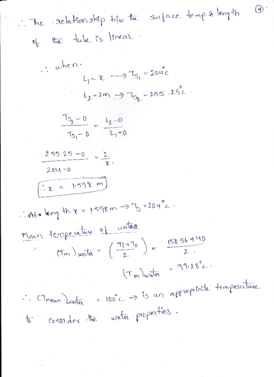 surface temp of length 9. The of relationship to the the tube is linear. when. Hak Is, = 2050 lg - 2m - T - 255.252 15 - 0 1