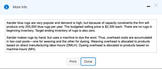 A More Info Xander blue rugs are very popular and demand is high, but because of capacity constraints the firm will produce o