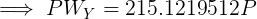 S PWY = 215.1219512P