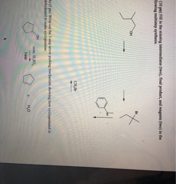 (10 pts) Fill in the missing intermediates (two), final product, and reagents (two) in the llowing multistep synthesis. Br X
