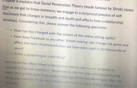 6 explains that Social Penetration Theory (made famous by Shrek) states that as we get to know someone, we engage in a recipr