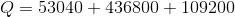 Q= 53040+436800+109200