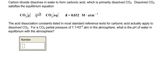 Carbon dioxide dissolves in water to form carbonic