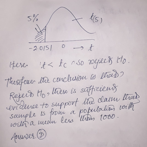 5% t(s) O -2.0151 st Here ita te oso sejled to. Thereforer the conclusion is thad Rejees to there is sufficiens cevidence to