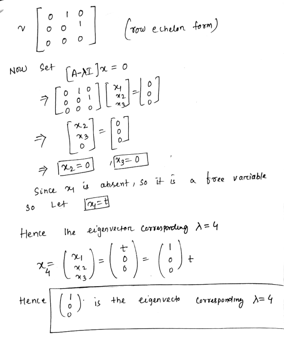 o (Troue row echelon form) O Now set [A-AI ]x = 0 13] o | 0 0 0 0 ㅋ [ 4 212 23 x2 => 23 1- [8] O [X3=0 X2=0 is absent, so it