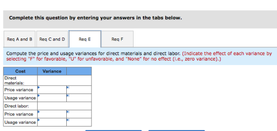 Complete this question by entering your answers in the tabs below. Req C and D Req F Req A and B Req E Compute the price and