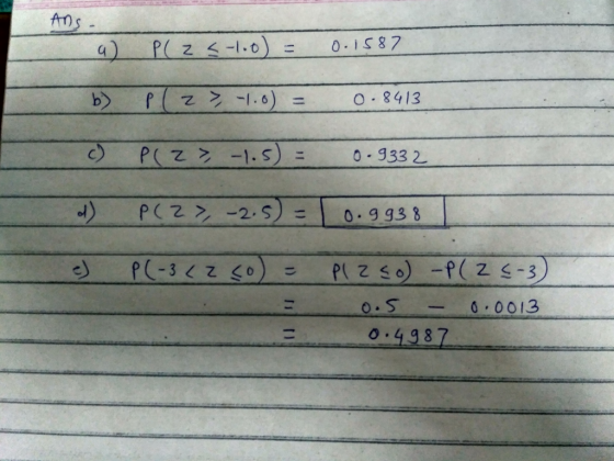 b) f( zうー1.6)= 0.8413 0 933 2 PC2-2.S) 0.993 8 0 0013 0:4987