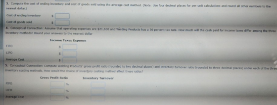 3. Compute the cost of ending inventory and cost of goods sold using the average cost method. (Note: Use four decimal places