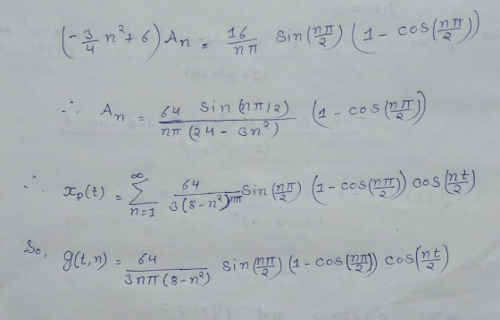 - 2 4 n 5 ) . An 16. Sin (DE) (1-COS (24) An sin 617) 2) (2 -cos ( 64 NT (24-3n²) do(t) - 64 w Sin (NI -COS (OT) cos (net) 3(