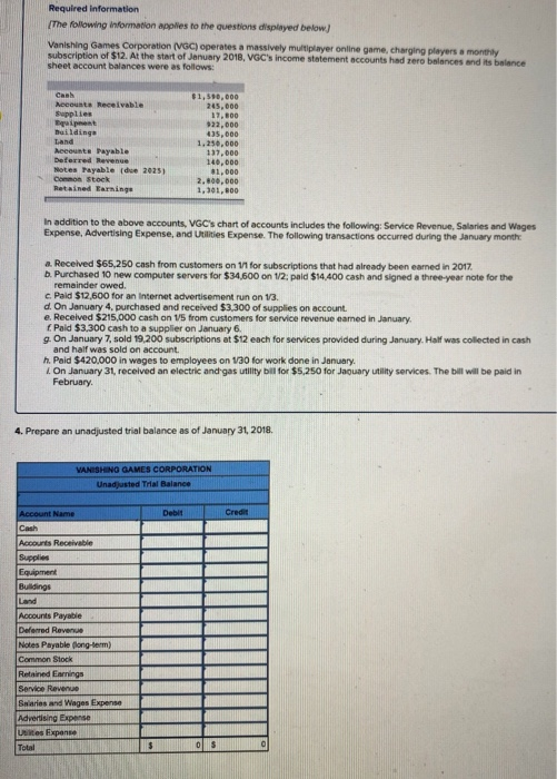 Required information The following information applies to the questions displayed below) Vanishing Games Corporation (VGC) op