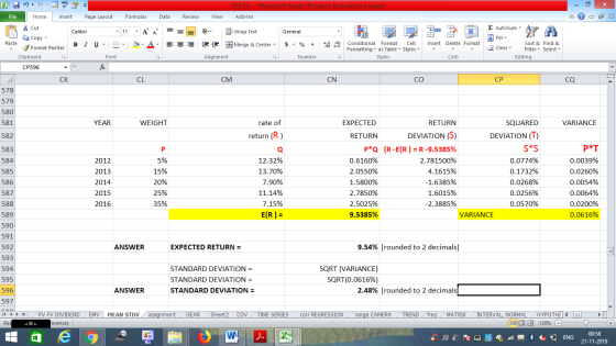 STATS - Microsoft Excel (Product Activation Failed) Add-Ins File Home Insert Page Layout Formulas Data Review View - 2x % Cut