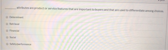 attributes are product or service features that are important to buyers and that are used to differentiate among choices. Det