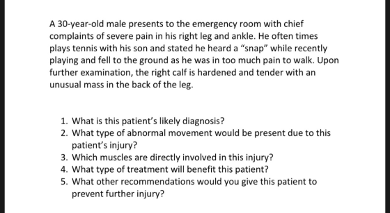 A 30-year-old male presents to the emergency room with chief complaints of severe pain in his right leg and ankle. He often t