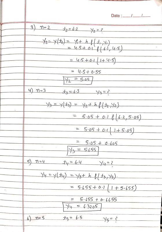 Date : I_I_ 3) n=2 st2 = 6.2 42 = ? Y = ylitz) = 4, + h blat, 1) = 4.5+ 0-1 6 16.1, 4.5) = 4-5 +0.1 1-44144-5) 4-570-55 fyz 5