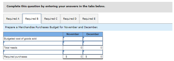Complete this question by entering your answers in the tabs below. Required A Required B Required C Required D Required E Pre