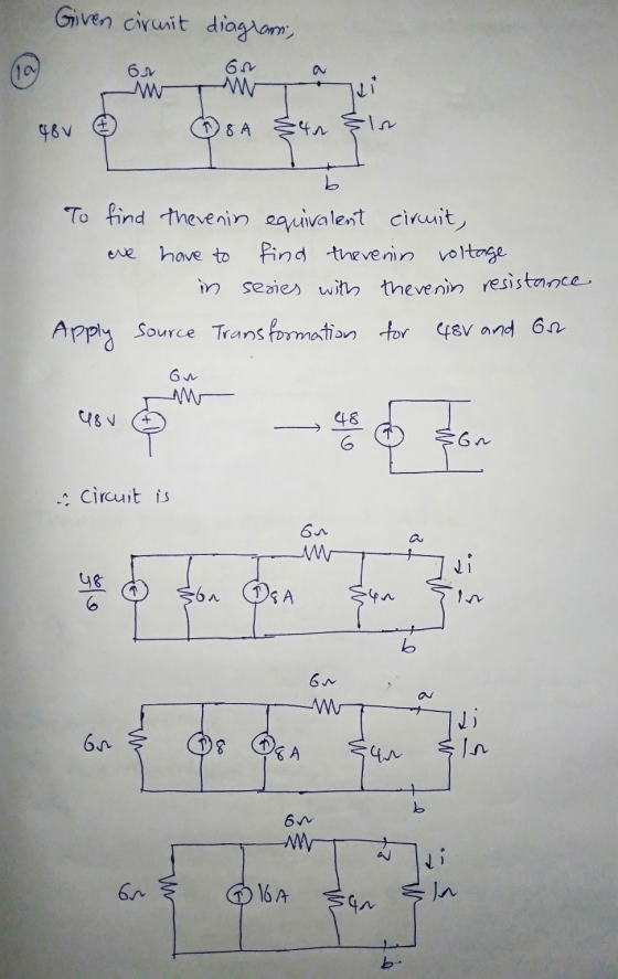 Given cirmit diagram, or w 60 w GBV SA -an şls b To find the venin equivalent cirmit, have to find therenin voltage in series